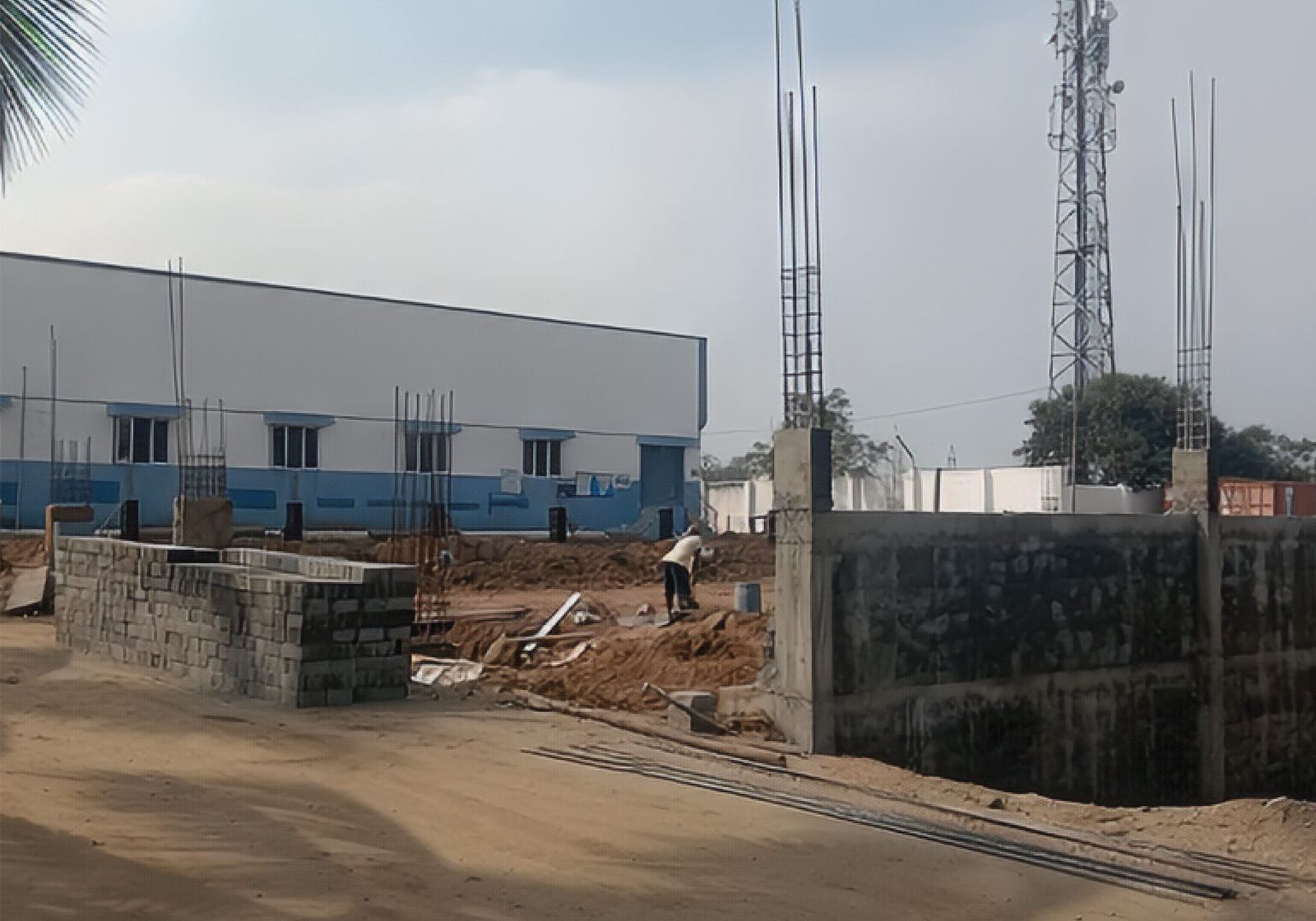 Plant expansion — column starters and retaining wall